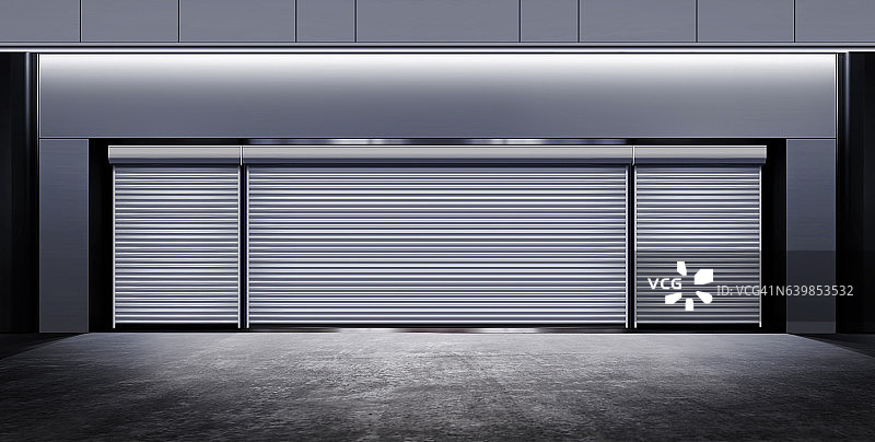 现代封闭式夜间车库图片素材