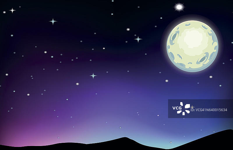 月亮和星星的夜景图片素材