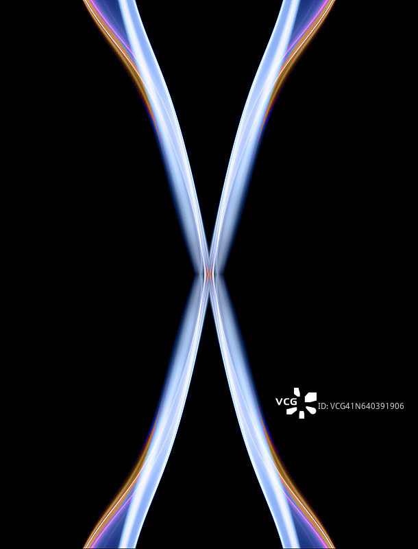 黑色背景上的圆形烟雾图案，带有橙色和蓝色X形图片素材