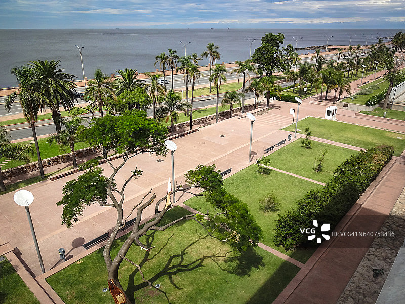 蒙得维的亚罗多公园海滨大道航拍图片素材