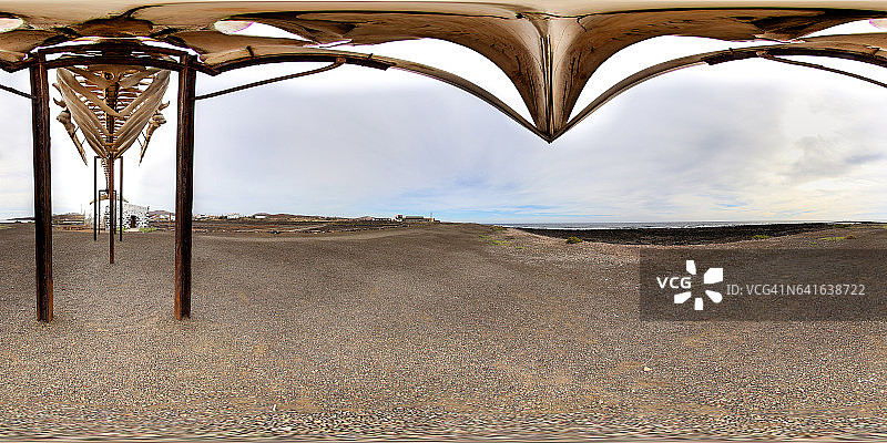 兰萨罗特岛的鲸骨360度景观图片素材