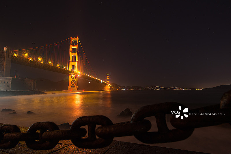 旧金山 Fort Point 金门大桥夜景图片素材