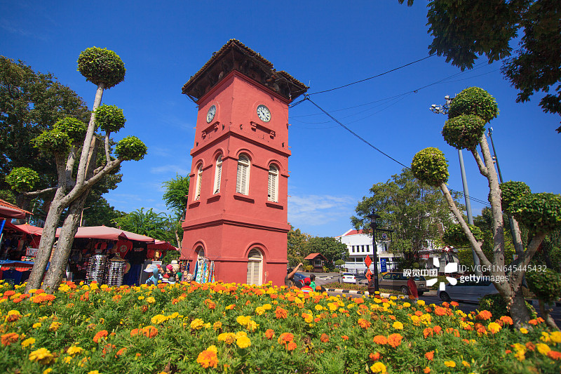 马六甲市的基督教堂和荷兰广场图片素材