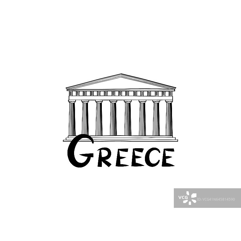 希腊标志：希腊著名地标神庙旅游标签图片素材