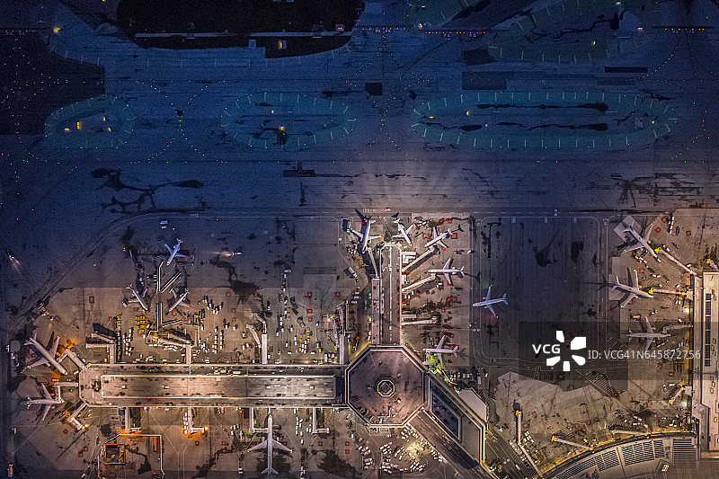 旧金山国际机场夜景航拍图片素材
