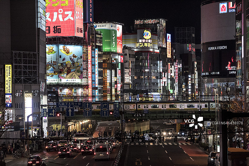 东京新宿夜景图片素材