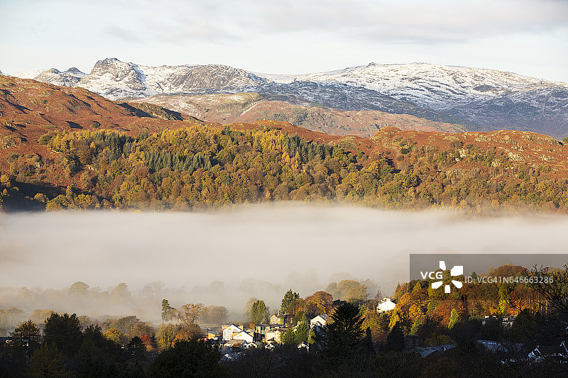 秋季英国湖区，朗代尔峰俯瞰拉夫里格图片素材