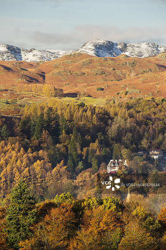 英国湖区安布尔赛德上空的弓峰图片素材