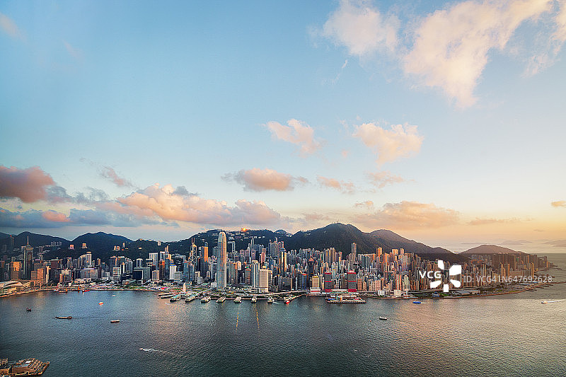 香港维多利亚港空中视角图片素材