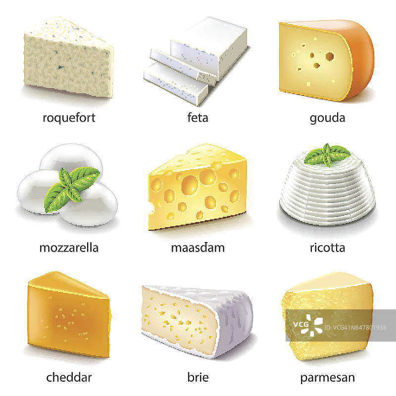 奶酪种类图标矢量图图片素材