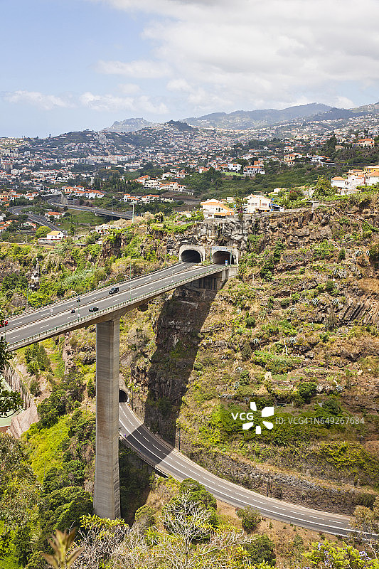 马德拉岛上的山地公路图片素材