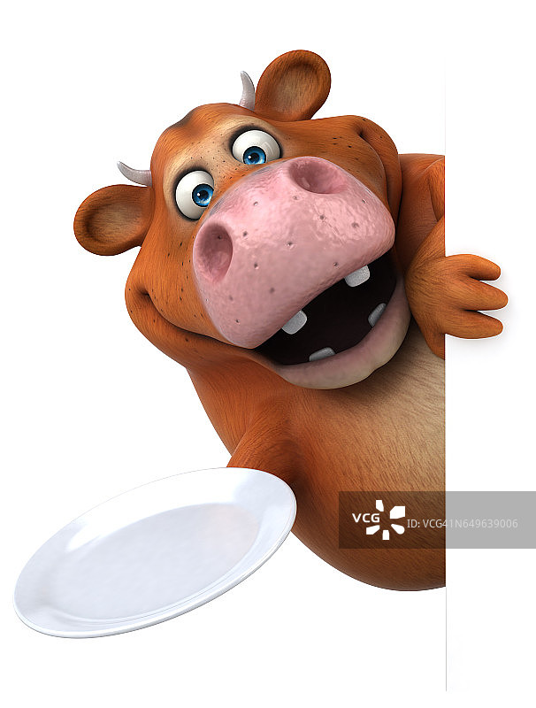 有趣的牛- 3D插图图片素材