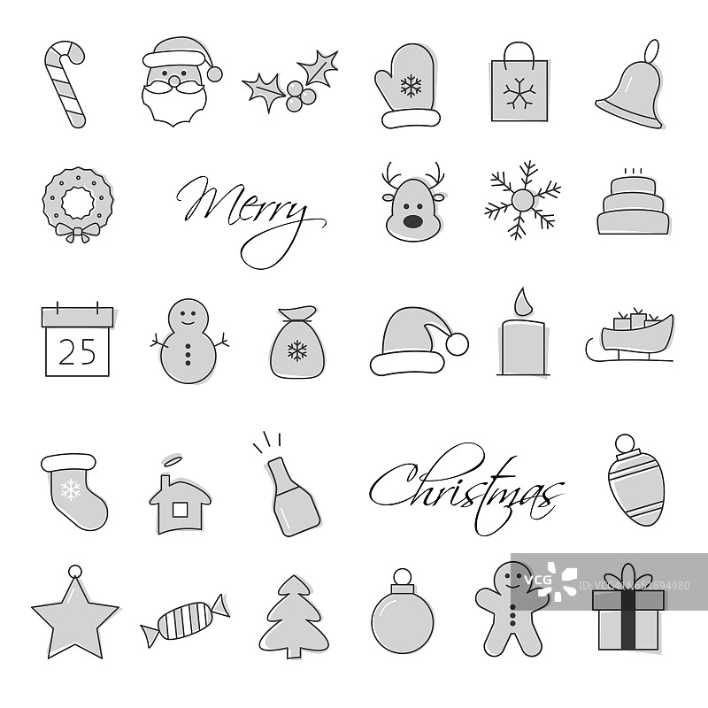 圣诞节图标合集：圣诞节与冬季节日图片素材