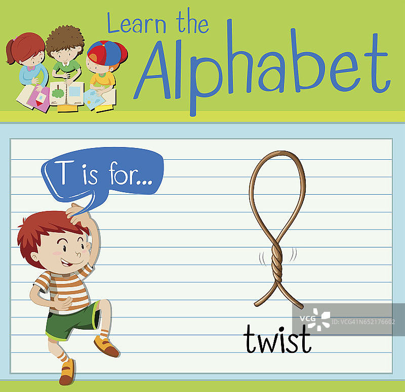 字母T扭动主题闪卡图片素材