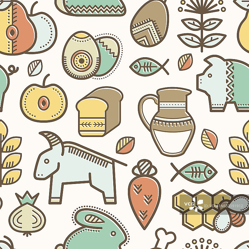 食品标志轮廓无缝图案图片素材