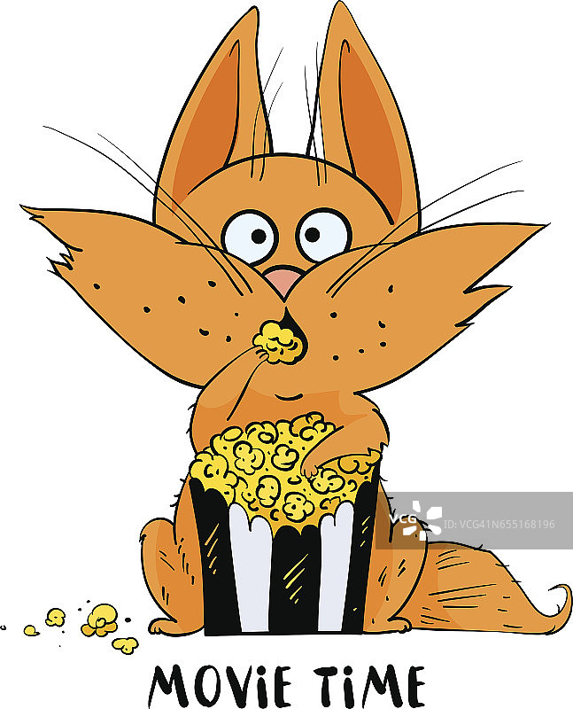有趣的猫吃着爆米花看电影图片素材