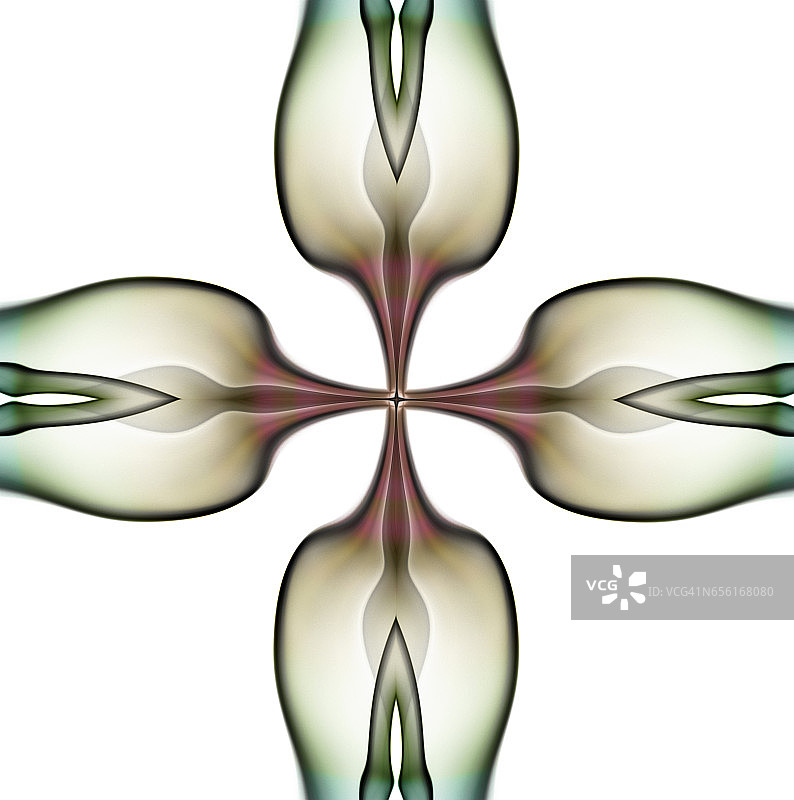 白色底部的圆形对称绿色烟雾图片素材