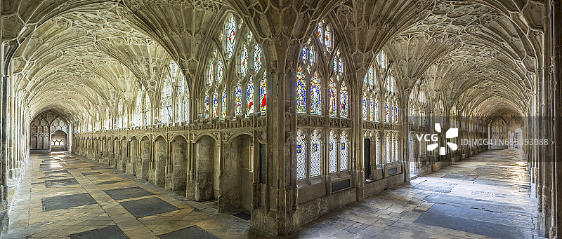 格洛斯特大教堂回廊的扇形拱顶图片素材