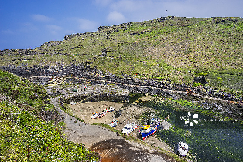 康沃尔郡低潮时的博斯卡斯尔港图片素材