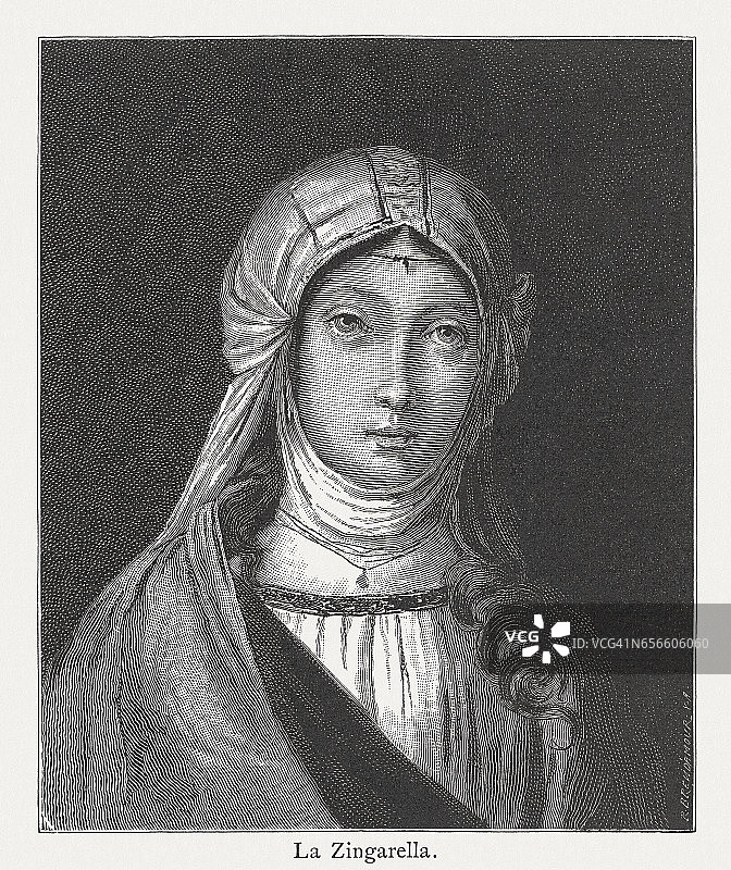 波卡乔·波卡奇诺画作《La Zingarella》，佛罗伦萨皮蒂宫图片素材