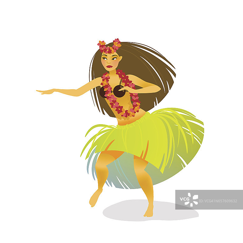 夏威夷草裙舞女郎插画图片素材