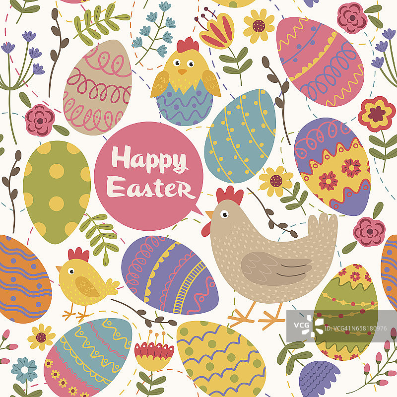 无缝图案-复活节快乐图片素材