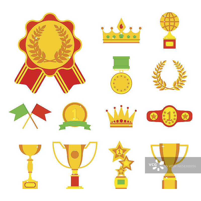 奖杯冠军杯扁平图标矢量素材图片素材