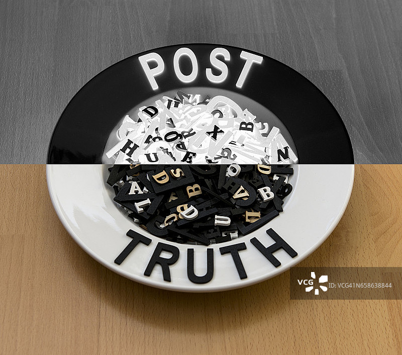 装满字母以及Post和Truth字样的盘子图片素材
