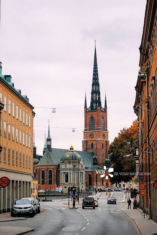 斯德哥尔摩老城区（老城）的骑士岛教堂景色，瑞典图片素材