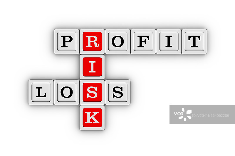 商业风险盈亏纵横字谜。风险管理概念图片素材