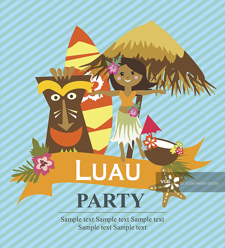 夏威夷风情派对邀请函图片素材