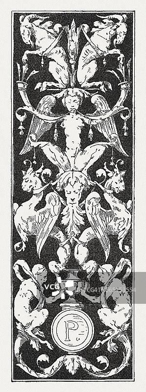 文艺复兴装饰后的乌银镶嵌木雕图片素材