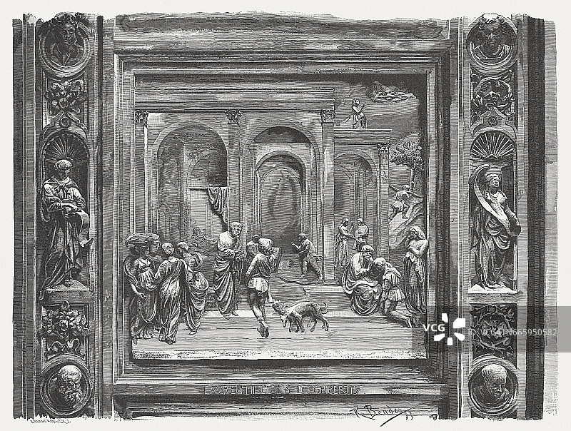 雅各布和以扫（洛伦佐·吉贝尔蒂雕塑，佛罗伦萨圣若翰洗者洗礼堂）图片素材