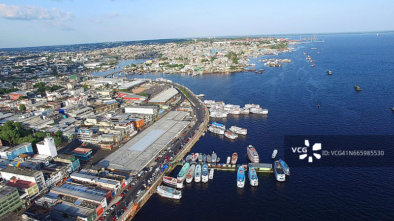 巴西亚马逊马瑙斯港鸟瞰图图片素材