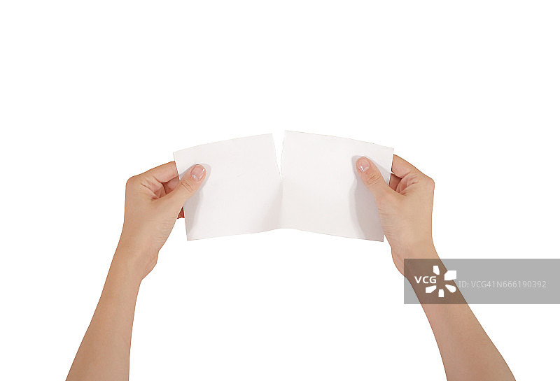 手撕毁空白宣传单图片素材