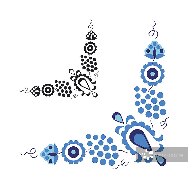 白色背景上的传统民间装饰图案矢量图图片素材