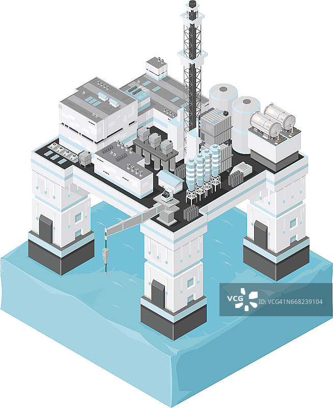 矢量2.5D海上石油钻井平台图标图示图片素材
