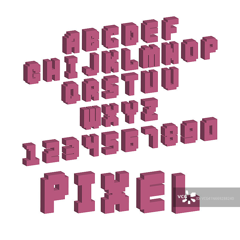 像素复古字体视频游戏设计8位字母数字电子未来风格矢量ABC数字创意字母图片素材