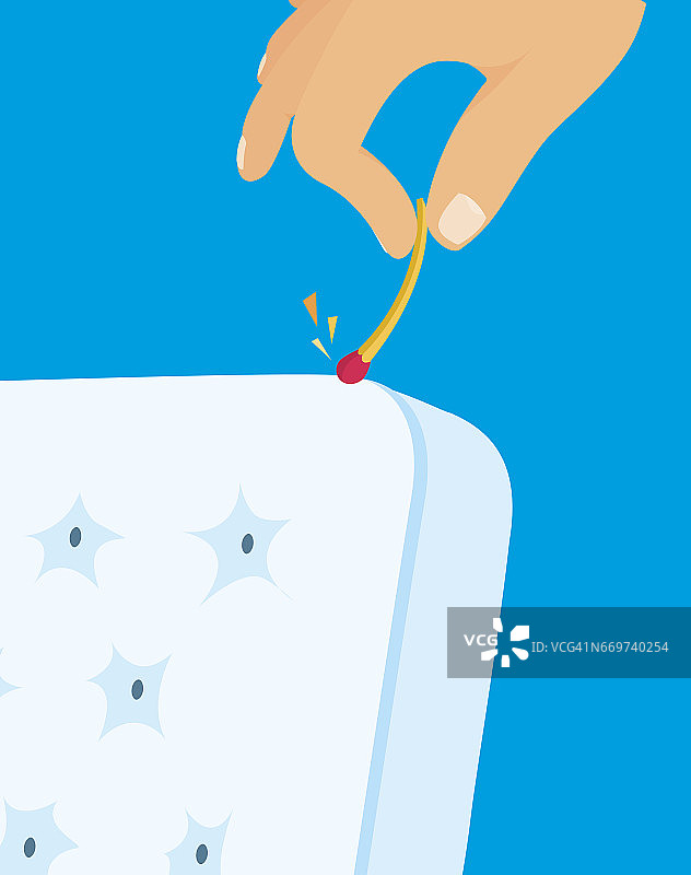 火柴点燃床垫或床图片素材