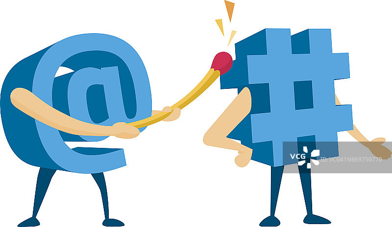 火柴点燃的@符号话题标签图片素材