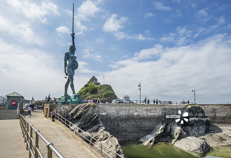 伊尔fracombe港口的青铜雕像图片素材