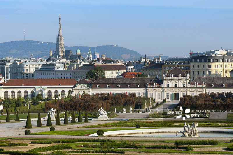 维也纳城市景观与美景宫图片素材