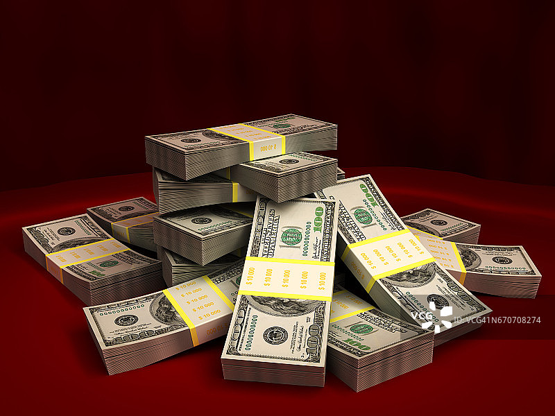 美元堆叠图片素材