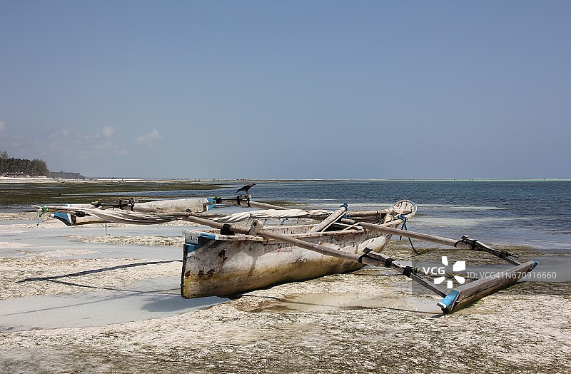 桑给巴尔岛基温格瓦海滩的三角帆船图片素材