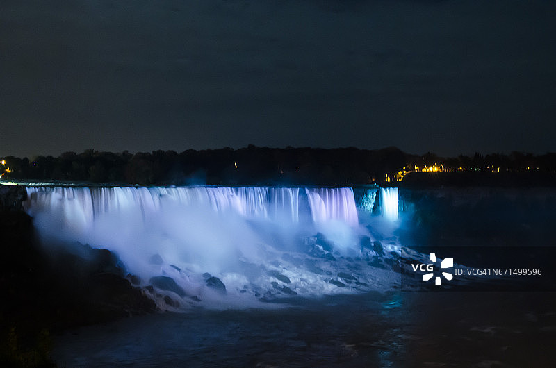 加拿大尼亚加拉瀑布夜间照明图片素材