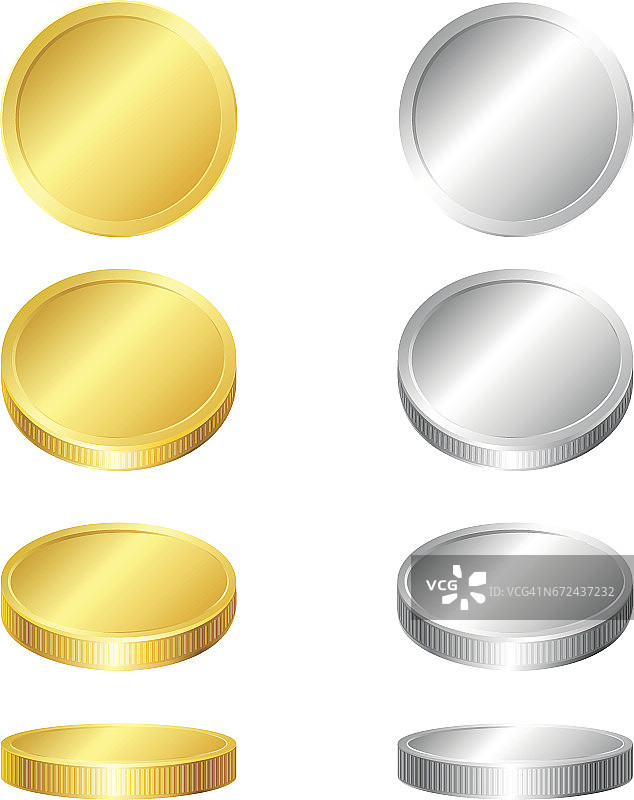 金色和银色硬币合集图片素材