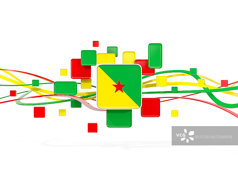 法属圭亚那国旗，带线条的马赛克背景图片素材