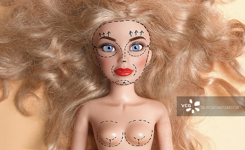 整形手术标记玩偶图片素材