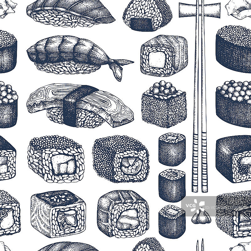 复古寿司图案图片素材