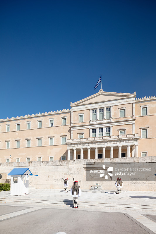 在雅典希腊议会大厦前举行的官方换岗仪式图片素材